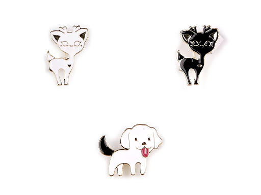 Broche: gato, perro, cierva