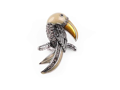 Brooch with rhinestones - toucan 