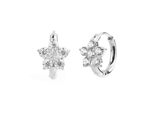 Boucles d’oreilles en acier inoxydable avec strass, Fleur