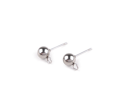 Stainless steel earring stud with ball Ø6 mm 