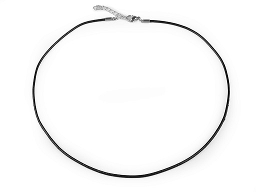 Leather cord with stainless steel carabiner, length 46 cm