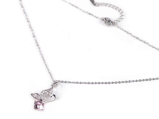 Stainless steel butterfly necklace with rhinestones