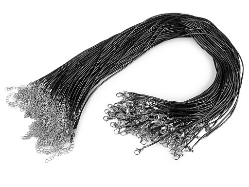 Cordon ciré avec mousqueton en acier inoxydable, longueur 45 cm