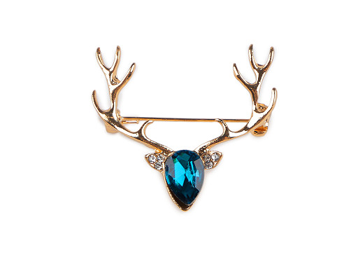 Božićni broš sa cirkonima, jelen