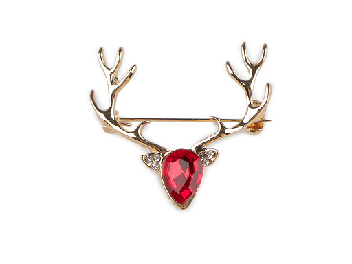 Broche de Navidad con pedrería, ciervo
