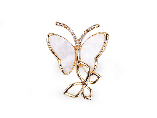 Broche con pedrería, mariposas