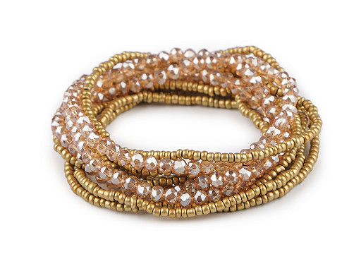 Flexible Armbänder aus Rocailles und Schliffperlen, Set 10 Stk.