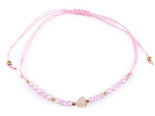 Náramek shamballa srdce a broušené korálky s AB efektem