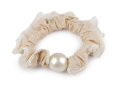 Gumička do vlasov / náramok s perlou a čipkou