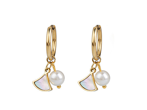 Náušnice z nerezovej ocele krúžky s perlou