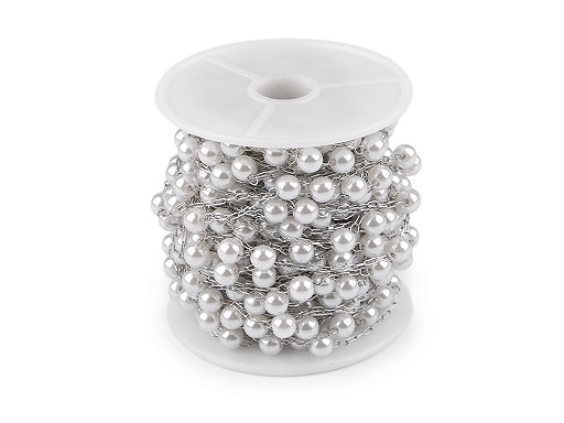 Retiazka z nerezovej ocele perly Ø4 a 6 mm metráž