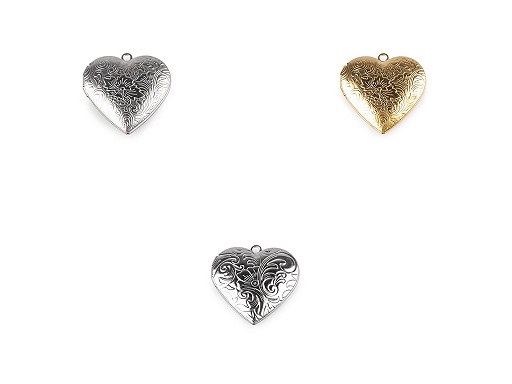 Decorated stainless steel heart locket Ø29 mm Decorated stainless steel heart locket Ø29 mm