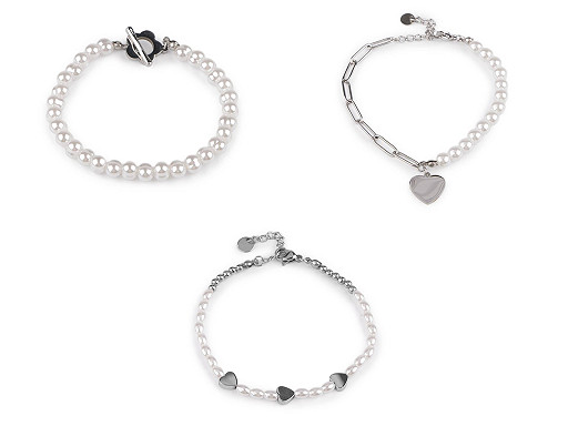 Bransoletka ze stali nierdzewnej perłowa 