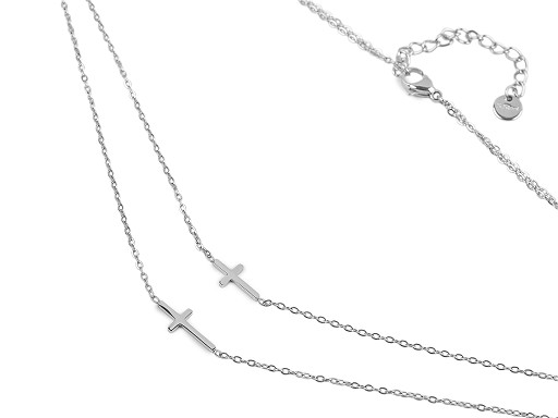Náhrdelník z nerezové oceli dvojitý, křížek