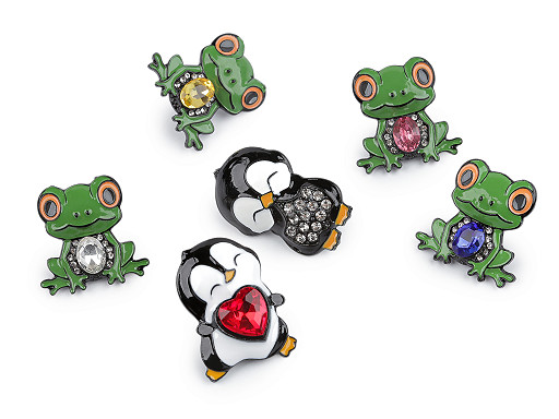 Bross csiszolt kövekkel, béka, pingvin kitűző