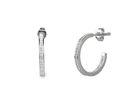 Náušnice z nerezové oceli s broušenými kamínky kruhy