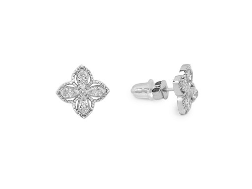 Náušnice z nerezové oceli s broušenými kamínky květy