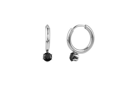 Náušnice z nerezovej ocele krúžky s brúseným kamienkom