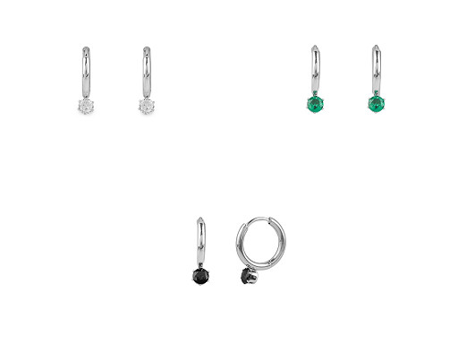 Stainless steel hoop earrings with rhinestone