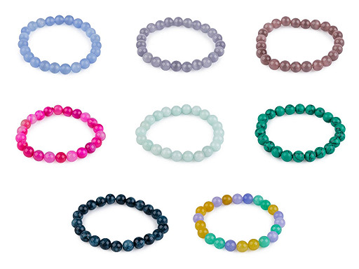 Pulsera de cuentas de minerales, materiales sintéticos y vidrio