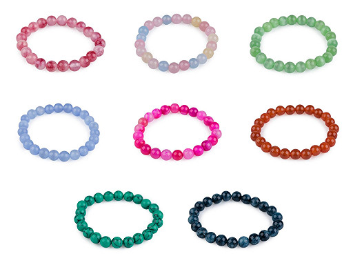 Bracelet avec perles en verre, minérales et synthétiques