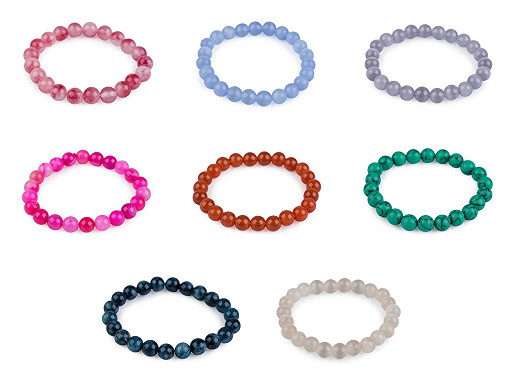 Pulsera de cuentas de minerales, materiales sintéticos y vidrio