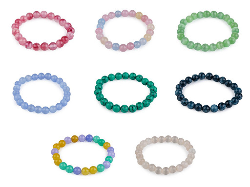 Pulsera de cuentas de minerales, materiales sintéticos y vidrio