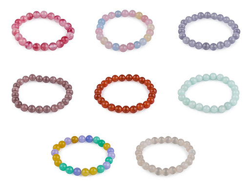 Bracelet made of mineral, synthetic and glass beads