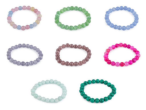 Pulsera de cuentas de minerales, materiales sintéticos y vidrio