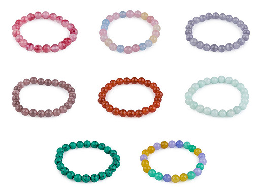Bracelet made of mineral, synthetic and glass beads