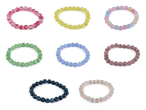 Bracelet avec perles en verre, minérales et synthétiques