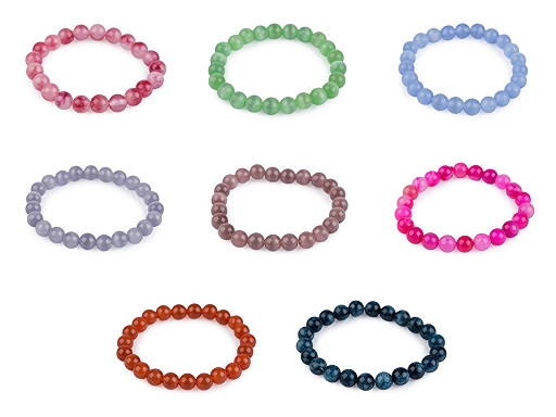 Bracelet avec perles en verre, minérales et synthétiques