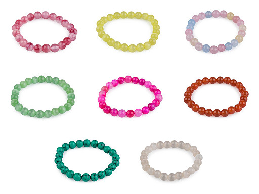 Bracelet made of mineral, synthetic and glass beads