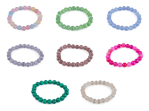 Bracelet made of mineral, synthetic and glass beads