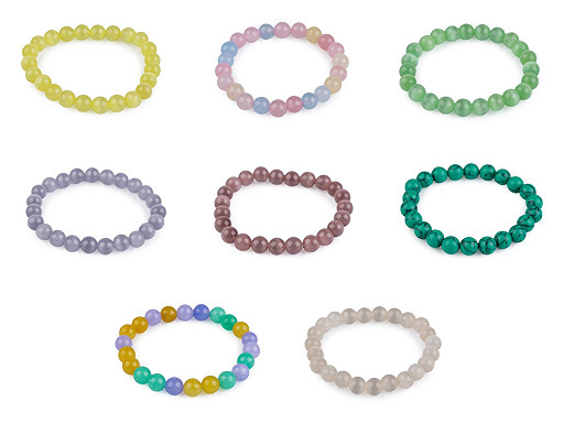 Bracelet avec perles en verre, minérales et synthétiques