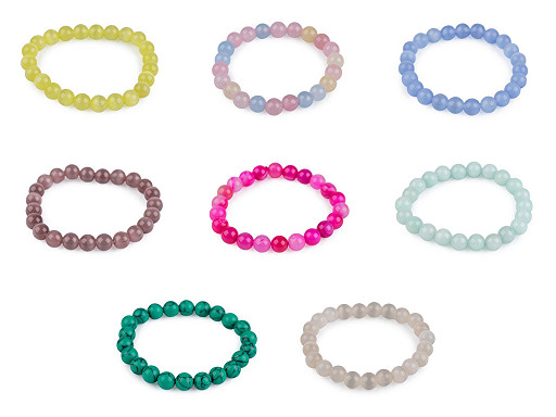 Pulsera de cuentas de minerales, materiales sintéticos y vidrio
