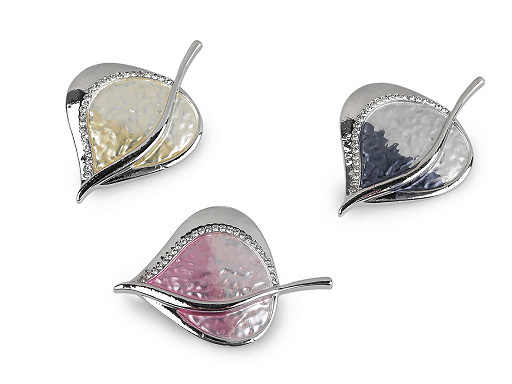 Broszka magnetyczna z szlifowanymi kamyczkami liść 