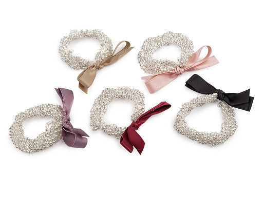 Perlová gumička do vlasů / náramek s mašlí