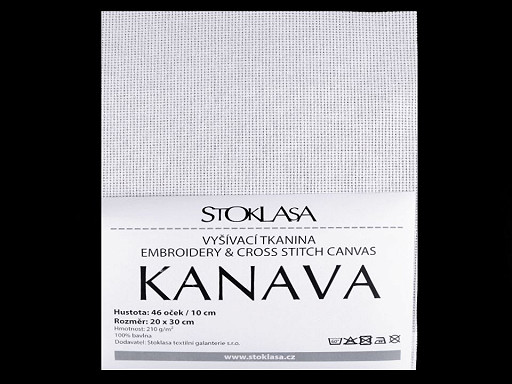 Tela per ricamo punto croce "Kanava", dimensioni: 20 x 30 cm, 46 occhielli/10 cm 