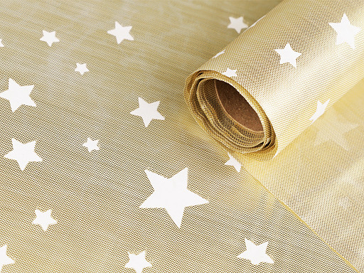 Tissu décoratif de Noël avec étoiles, largeur 48 cm, 2e qualité