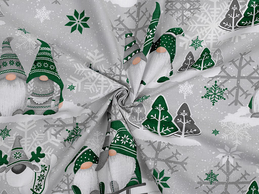 Tissu de Noël en coton, Gnomes