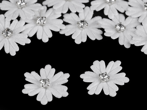 Aplikacja śnieżynka / kwiatek z szlifowanym kamyczkiem Ø3 cm 