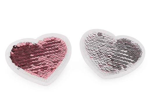 Iron-on Patch Heart with Double-sided sequins