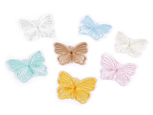 Butterfly embroidered on monofilament for sewing and gluing