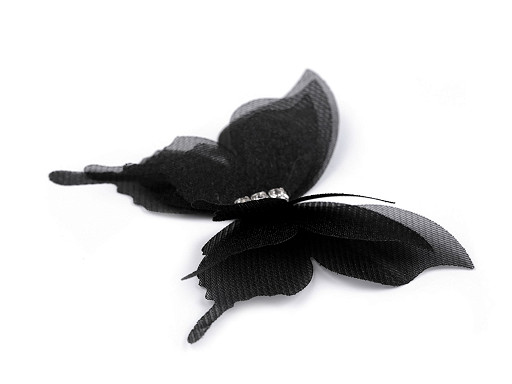Butterfly with rhinestones, sew- or glue-on, three-layer 3D