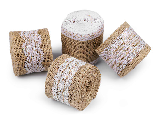 Jute Ribbon with Lace width 50 mm, 60 mm 