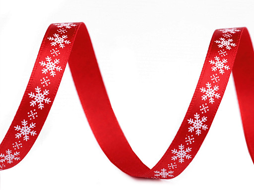 Satin Ribbon Snowflakes width 10 mm