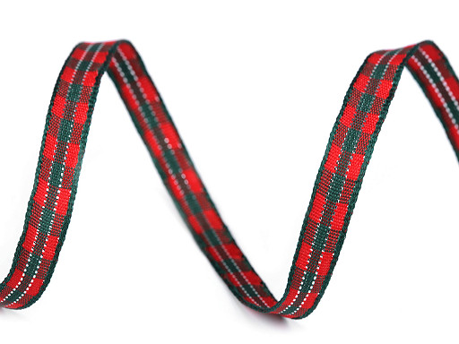 Cinta de cuadros escoceses navideños con Lurex, ancho 6 mm