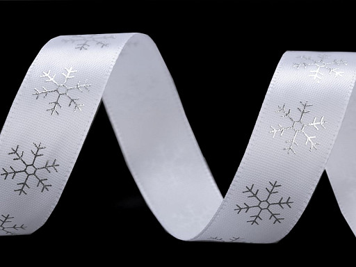 Weihnachtssatinband Schneeflocken Breite 20 mm
