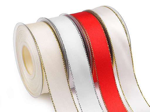 Satin ribbon with lurex edge width 25 mm